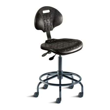 Biofit BioFit Task Stool, 20"-27" Seat Height, Black Urethane - Black Steel Base - UniqueU Series UUS-M-RC-T-XF-XA-06